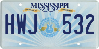 MS license plate HWJ532