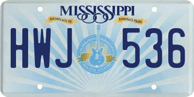 MS license plate HWJ536