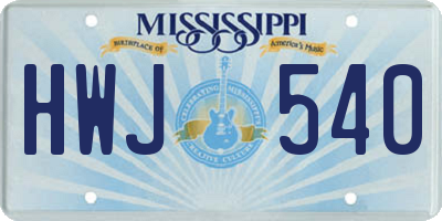 MS license plate HWJ540