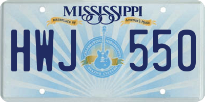 MS license plate HWJ550