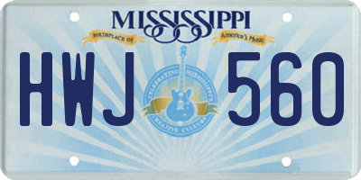 MS license plate HWJ560