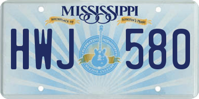 MS license plate HWJ580