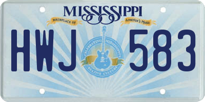MS license plate HWJ583