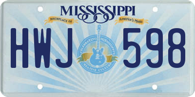 MS license plate HWJ598