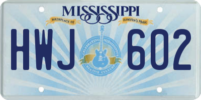 MS license plate HWJ602