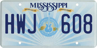 MS license plate HWJ608