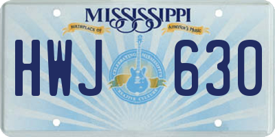 MS license plate HWJ630