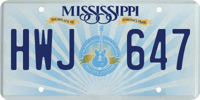 MS license plate HWJ647
