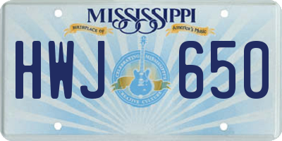 MS license plate HWJ650