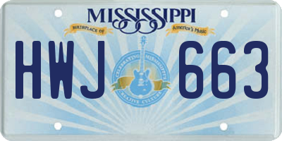 MS license plate HWJ663