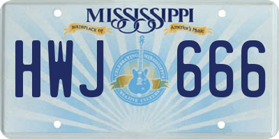 MS license plate HWJ666
