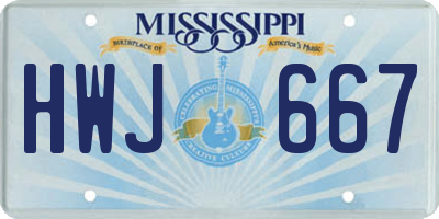 MS license plate HWJ667