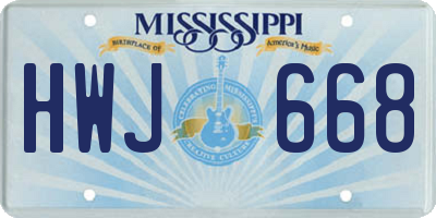 MS license plate HWJ668