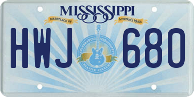 MS license plate HWJ680