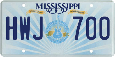 MS license plate HWJ700