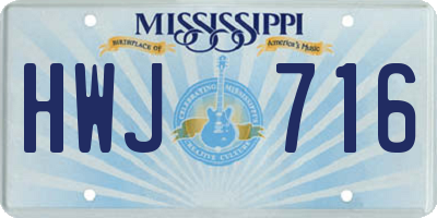 MS license plate HWJ716