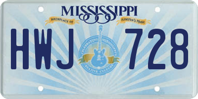 MS license plate HWJ728