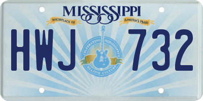 MS license plate HWJ732