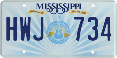 MS license plate HWJ734