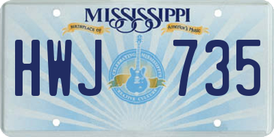MS license plate HWJ735