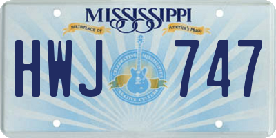 MS license plate HWJ747