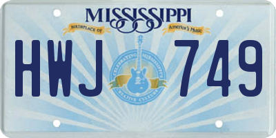 MS license plate HWJ749