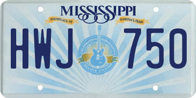 MS license plate HWJ750