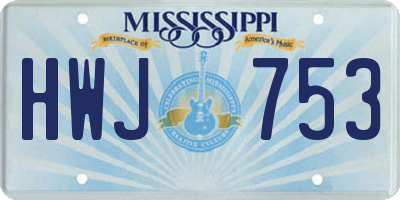 MS license plate HWJ753