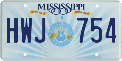 MS license plate HWJ754