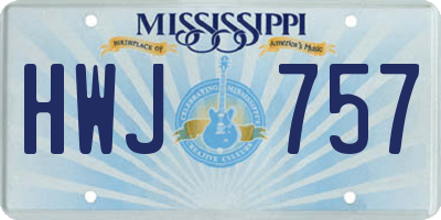 MS license plate HWJ757