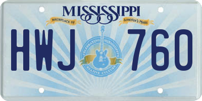 MS license plate HWJ760