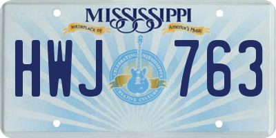MS license plate HWJ763