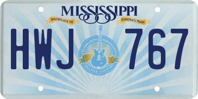 MS license plate HWJ767