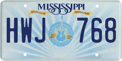 MS license plate HWJ768