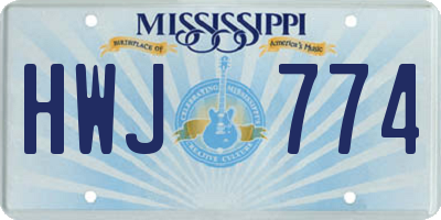 MS license plate HWJ774