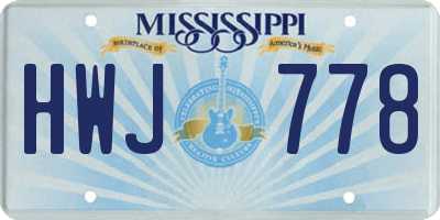 MS license plate HWJ778