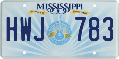 MS license plate HWJ783
