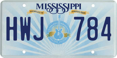 MS license plate HWJ784