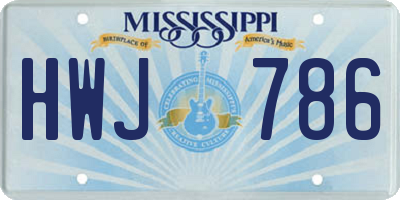 MS license plate HWJ786