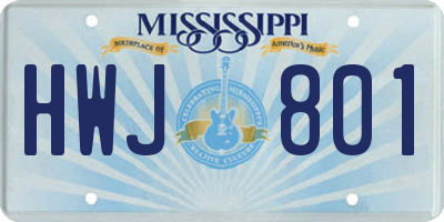 MS license plate HWJ801