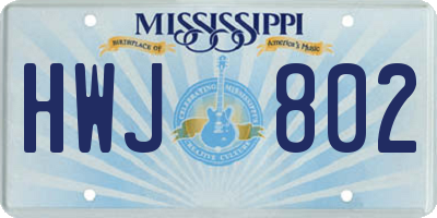 MS license plate HWJ802