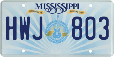 MS license plate HWJ803