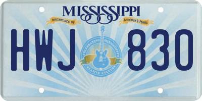 MS license plate HWJ830