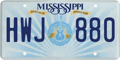 MS license plate HWJ880
