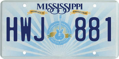 MS license plate HWJ881