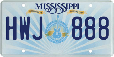 MS license plate HWJ888