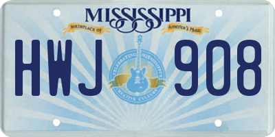 MS license plate HWJ908