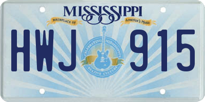 MS license plate HWJ915