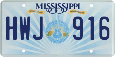 MS license plate HWJ916