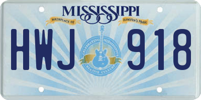 MS license plate HWJ918